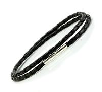 Da Uomo/ Donna 3mm Intrecciato Pelle Bracciale, Argento Sterling Chiusura, Color