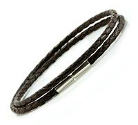 Da Uomo/ Donna 3mm Intrecciato Pelle Bracciale, Argento Sterling Chiusura, Color