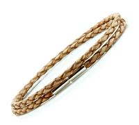 Da Uomo/ Donna 3mm Intrecciato Pelle Bracciale, Argento Sterling Chiusura, Color