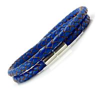 Da Uomo/ Donna Braccialetto pelle Con 925 Argento Clasp-Double Avvolgere Treccia