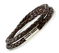 Da Uomo/ Donna Braccialetto pelle Con 925 Argento Clasp-Double Avvolgere Treccia