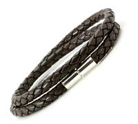 Da Uomo/ Donna Braccialetto pelle Con 925 Argento Clasp-Double Avvolgere Treccia