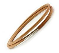 Da Uomo/ Donna Braccialetto pelle Con Argento Sterling Twist Clasp-3mm Naturale