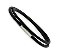 Da Uomo/ Donna Doppio Involucro Gomma Bracciale - 3mm Nera - Sterling Argento