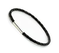 Da Uomo/ Donna Intrecciato Braccialetto pelle Con Argento Sterling Clasp-3mm