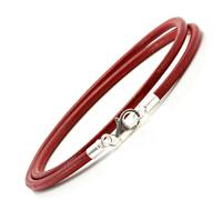 Da Uomo/Donna pelle Rossa Braccialetto Con Argento Sterling Clasp-3mm Doppio IN