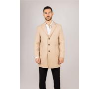 Da Uomo Misto Lana Beige Cappotto su Misura Fit Dentellato Bavero 3-Button Smart