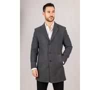 Da Uomo Misto Lana Grigio Cappotto su Misura Fit Smussato Bavero 3-Button Smart