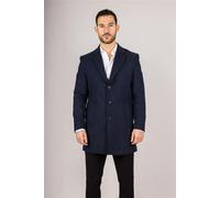 Da Uomo Misto Lana Navy Cappotto su Misura Fit Dentellato Bavero 3-Button Smart