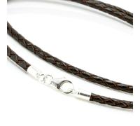 Da Uomo Pelle Necklace-925 Argento Sterling Clasp-3mm Intrecciato Cavo Collana