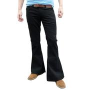 Da Uomo Retrò Velluto A Coste Fondo Campana Corda A Zampa Pantaloni 60s 70s - Cotone, Nero, 100% Cotone, Uomo, 38W x 34L