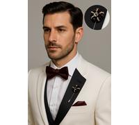 Da Uomo Rosso Borgogna & Oro Spilla Bavero Cristallo Bastone Pin Smoking Nozze