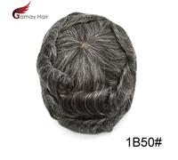 Da Uomo Toupet Invisibile Reale Umano Parrucchino Completo Poly Sottile PU 8x10