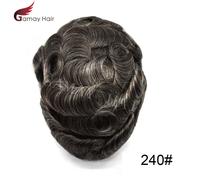 Da Uomo Toupet Invisibile Reale Umano Parrucchino Completo Poly Sottile PU 8x10