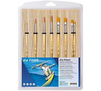 DA VINCI JUNIOR SET 8 PENNELLI TONDI/PIATTI IN CUSTODIA DI BAMBOO KIT BELLE ARTI
