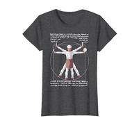 da Vinci Vitruvian Chef Funny Cook Restaurant Kitchen Worker Maglietta, Donna, Grigio Scuro, S