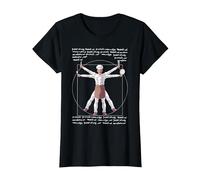 da Vinci Vitruvian Chef Funny Cook Restaurant Kitchen Worker Maglietta, Donna, Nero, L
