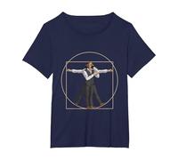 da Vinci Vitruvian Man Bartender Barman Maglietta, Donna Plus-Size, Navy, 5X