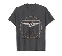 da Vinci Vitruvian Man Bartender Barman Maglietta, Uomo, Grigio Scuro, 3XL