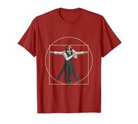 da Vinci Vitruvian Man Bartender Barman Maglietta, Uomo, Mirtillo Rosso, L