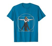 da Vinci Vitruvian Man Bartender Barman Maglietta, Uomo, Zaffiro, 3XL