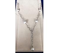 da69€ COLLANA DONNA ARGENTO PERLE LUNGA 50CM SPOSA MATRIMONIO PARTY SCONTO