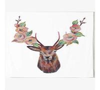 Daawqee Arazzi Tapestries Wall Hangings 80 x 60 Inches Ribbon Deer Flowers Place Text Hand Drawn Abstract Wall Hanging Tapestries Decor Home Bedroom Living Kids Girls Boys Room Dorm
