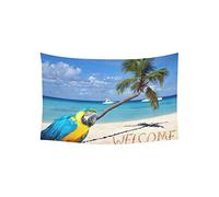 Daawqee Arazzi Tapestry Caribbean Beach Palm Tree Parrot Tapestries Wall Hanging Flower Psychedelic Tapestry Wall Hanging Indian Dorm Decor Living Room Bedroom 60 X 80 inch