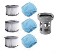 Daaxing Cartucce filtranti con reti protettive adatte per vasche idromassaggio Miweba MSpa piscine gonfiabili, con portafiltro, 3 cartucce filtranti, 3 reti protettive, 1 supporto per filtro