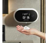 Daaxing Dispenser automatico di sapone liquido da 450 ml, montaggio a parete, senza contatto, con sensore IR e temperatura, dispenser di sapone ricaricabile tramite USB, per cucina e bagno (schiuma