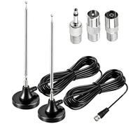 DAB + FM Antenna radio set da 2 - Antenna telescopica digitale con base magnetica, cavo di prolunga da 3 m, antenna FM e antenna DAB per impianto stereo, antenna radio per ricevitore HiFi e TV