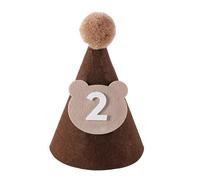 DABAIXIONG Cappello marrone a forma di orsetto di caffè per bambini, decorazione per feste di compleanno o doccia, con pon pon, misura regolabile per 1°, 2° e 3° anno
