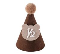 DABAIXIONG Cappello marrone a forma di orsetto di caffè per bambini, decorazione per feste di compleanno o doccia, con pon pon, misura regolabile per 1°, 2° e 3° anno