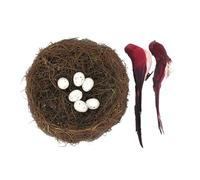 DABAIXIONG Nido decorativo a tema pasquale fatto a mano in rattan con uova di uccelli per composizioni da tavolo Home Party Photo Staging Easter Bird Nest Decoration