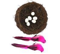 DABAIXIONG Nido decorativo a tema pasquale fatto a mano in rattan con uova di uccelli per composizioni da tavolo Home Party Photo Staging Easter Bird Nest Decoration