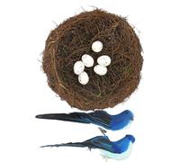 DABAIXIONG Nido decorativo a tema pasquale fatto a mano in rattan con uova di uccelli per composizioni da tavolo Home Party Photo Staging Easter Bird Nest Decoration