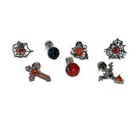 DABAIXIONG Set di 7 orecchini scuri con ragnatela, croci, cuori per una moda unica