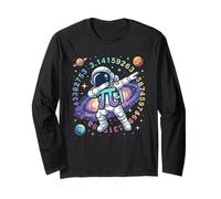 Dabbing Astronaut Pi Symbol Math Pi Day Maglia a Manica
