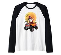 Dabbing Boston Terrier Dog Witch Hat Monster Truck Halloween Maglia con Maniche Raglan