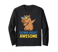 Dabbing Capybara Down Right Awesome Syndrome Awareness Maglia a Manica