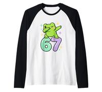 Dabbing Chibi Frog 67 per Bambini Ragazzi Ragazze Divertente Danza Animale Maglia con Maniche Raglan