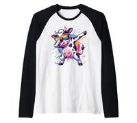 Dabbing Cow Cattle Dairy Farmer Kids Boys Cow Lovers Maglia con Maniche Raglan