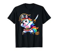 Dabbing Cute Pirate Unicorno Magico Arcobaleno Ragazza Colorato Bambini Maglietta