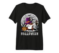 Dabbing Dog Halloween Boston Terrier Dog Dab Hat Witch Maglietta Premium