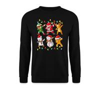 Dabbing Elf Babbo Natale Renna Pinguino Pupazzo di neve Gingerbread Gingerbread Catena | Natale Natale X-Mas Maglione, Nero , L