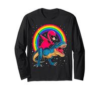 Dabbing Flamingo Dinosaur Cute Animal Illustration Graphic Maglia a Manica