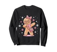 Dabbing Gingerbread Natale Leopardo Rosa Coquette Bow Girl Felpa