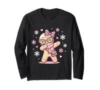 Dabbing Gingerbread Natale Leopardo Rosa Coquette Bow Girl Maglia a Manica