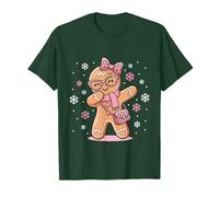 Dabbing Gingerbread Natale Leopardo Rosa Coquette Bow Girl Maglietta