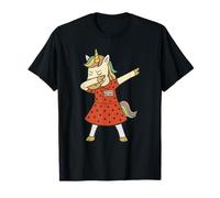 Dabbing Grumpy Madam President Unicorn in Polka Dot Dress Maglietta